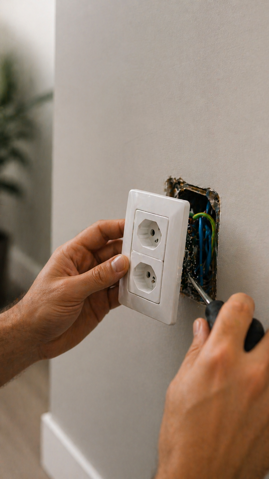 Troca de tomadas e manutenção elétrica residencial